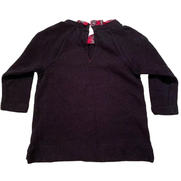 Crewcuts Black Long Sleeve Sweater with Red Plaid Ruffle Collar - Picture 2 of 3